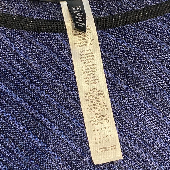 WHBM Size S/M Open Knit Asymmetrical Hem Poncho Sweater Black & Blue - Picture 4 of 10